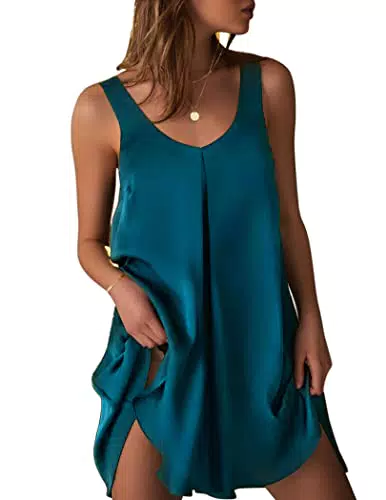 Ekouaer Sexy Satin Nachtkleid für Damen mit V-Ausschnitt – Sommer Sleepwear