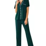 Ekouaer Damen Schlafanzug Kurzarm Nachtwäsche Pyjamas Set Loungewear