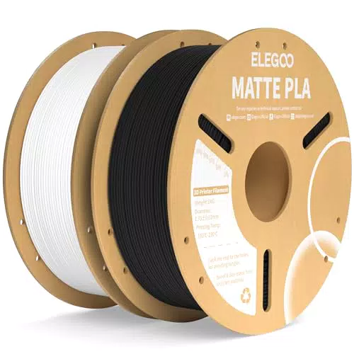 ELEGOO Matte PLA Filament Matte Schwarz 1KG, 1.75mm 3D Drucker Filament Maßgenauigkeit +/- 0.02mm
