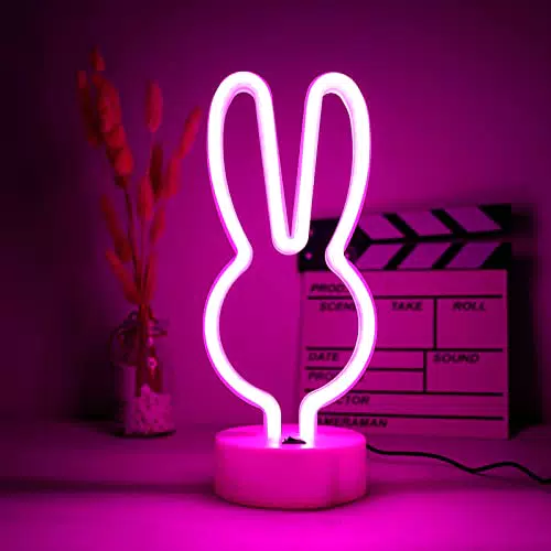 ENUOLI LED Kaninchen Neonlicht - USB/batteriebetriebene Wanddekoration für Feiern