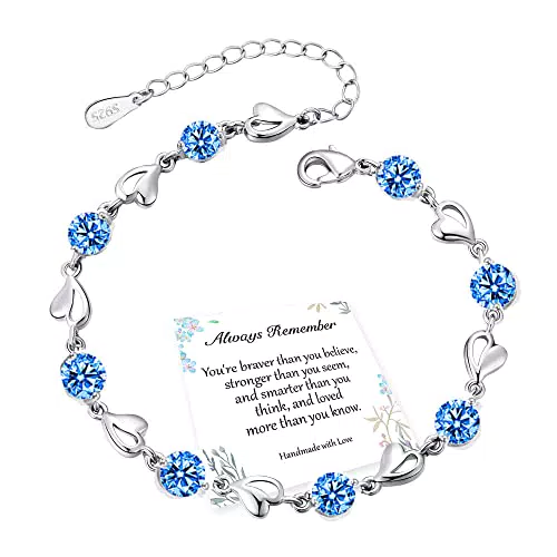 EXGOX Armband Liebesherz 925 Sterling Silber mit Glänzendem Kristall für Damen