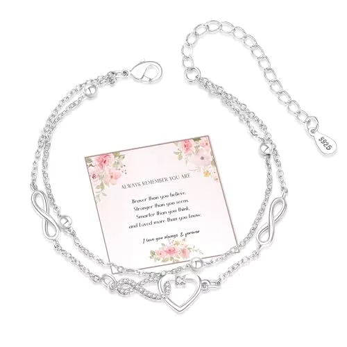 EXGOX Infinity Armband 925 Sterling Silber Herz für Frauen - Geschenkidee