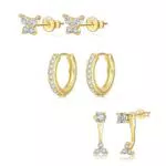 EXGOX 925 Silber Ohrringe Creolen Set für Damen - Hypoallergen Ohrstecker