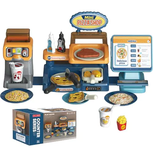 Fisca Pizza Spielset für Kinder – Rollenspielzeug für den Pizza Shop ab 3 Jahren