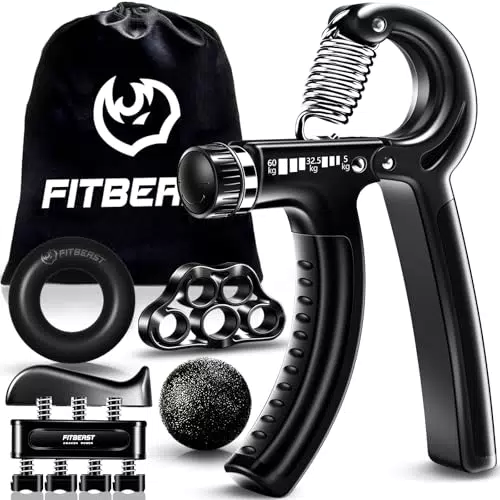 FitBeast Handtrainer Fingertrainer, Griffkraft Trainer Trainingsset - 5er-Pack