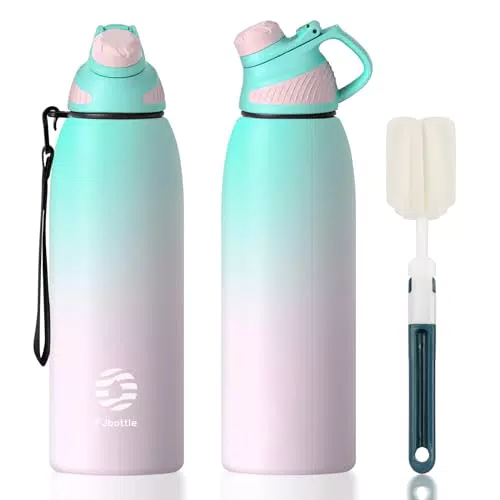 Fjbottle Edelstahl Trinkflasche Sport mit magnetischem Deckel - BPA-frei, auslaufsicher