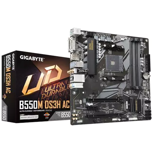 GIGABYTE B550M DS3H AC Mainboard für AMD Ryzen 5000, DDR4 bis 4733 MHz, Wi-Fi 5