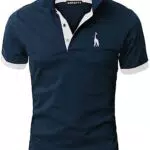 GNRSPTY Poloshirt Herren Kurzarm Polohemd Giraffe Stickerei Einfarbig T-Shirt S-XXL