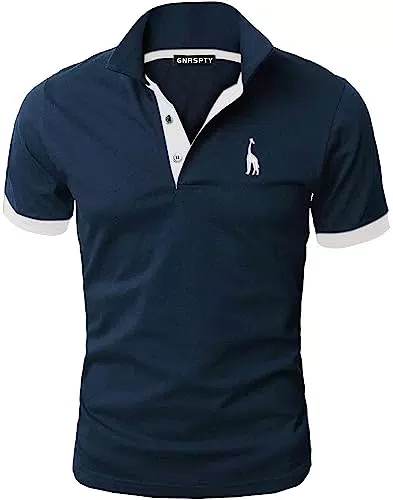 GNRSPTY Poloshirt Herren Kurzarm Polohemd Giraffe Stickerei Einfarbig T-Shirt S-XXL