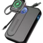 GOODaaa Wireless Power Bank 10000mAh mit integrierten Kabeln für Apple Watch & Smartphones