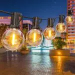LED Lichterkette für Außenbereich mit warmweißen G40 Glühbirnen - Wasserdichte Lichterkette für Garten und Terrasse