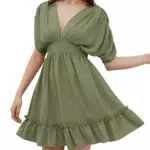GRACE KARIN Damen V-Ausschnitt Mini Sommerkleid Elegant Freizeitkleid