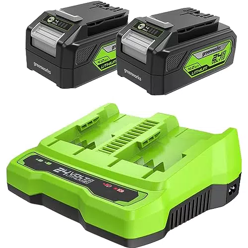 Greenworks 24V Akkus und Doppellader Ladegerät für alle 24V Geräte
