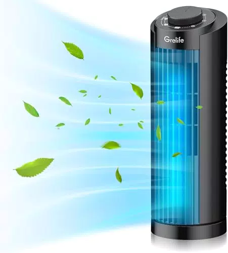 Grelife Turmventilator 7,9 m/s, leise und oszillierend für Büro und Schlafzimmer