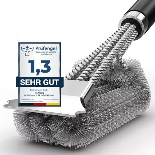 Grillbürste Edelstahl mit langem Griff - Ideale für Gas-, Holzkohle- und Elektrogrill