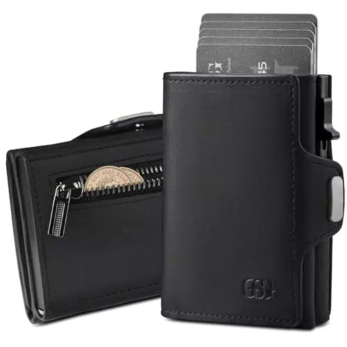 GSG Herren Geldbörse aus echtem Leder mit Münzfach und RFID Schutz Trifold