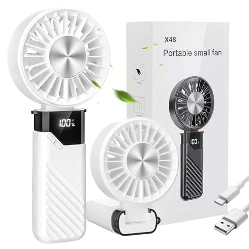Handventilator Portable Mini Ventilator Akku Aufladbar mit 5 Geschwindigkeitsstufen