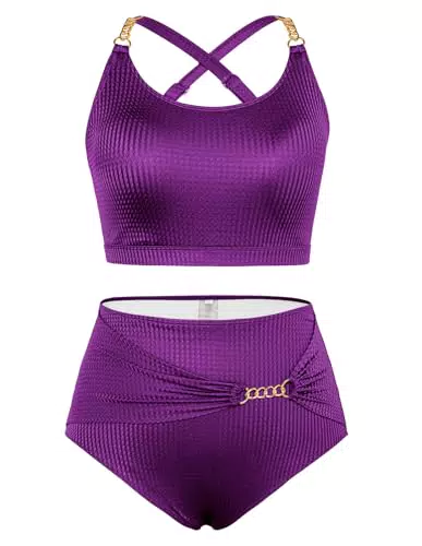 Hanna Nikole Bauchweg Push Up Bikini Set Damen High Waist Retro Badeanzug