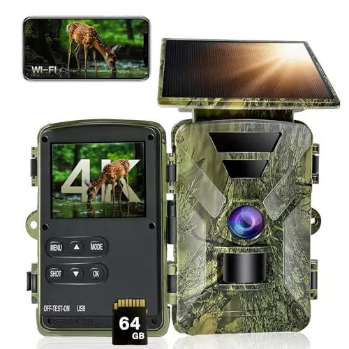 HAZA Wildkamera Solar WLAN 4K HD mit App, Nachtsicht und Bewegungsmelder