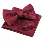 Elegante Herren Paisley Fliege Set mit Taschentuch und Manschettenknöpfen