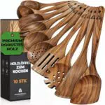 Woodenhouse Holzkochlöffel Set – Teakholz Kochlöffel für Antihaft-Beschichtung