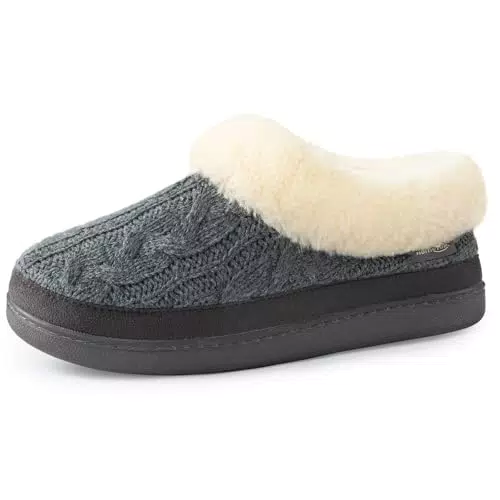 HomeTop Damen Hausschuhe - Bequeme, warme Pantoffeln mit Memory Schaum und rutschfester Sohle