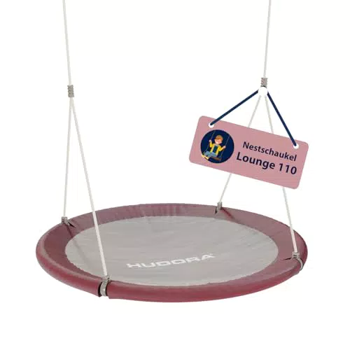 HUDORA Nestschaukel Lounge - Höhenverstellbare Nestschaukel mit 90/110cm Durchmesser für bis zu 150kg - Hängeschaukel mit geschlossener Sitzfläche - Familienschaukel für drinnen & draußen