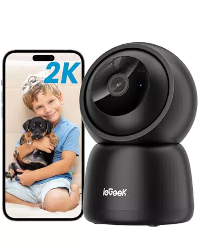 ieGeek 2K Überwachungskamera Innen mit 360° WLAN, Zwei-Wege-Audio und Nachtmodus