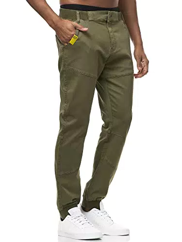 Indicode Herren Zannes Stoffhose mit 5 Taschen, Stretch Hose Herrenhose für Männer Raven