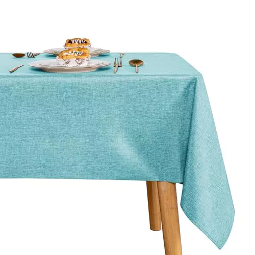 JIUZHEN Abwaschbare Tischdecke aus Leinenoptik für Esszimmer und Garten