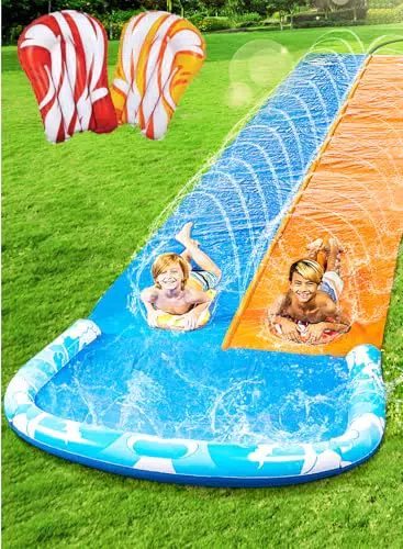JOYIN Wasserrutsche mit Sprinkler und Bodyboards für Garten-Spaß im Sommer