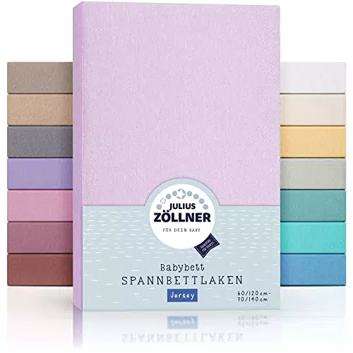 Julius Zöllner Jersey Spannbettlaken aus 100% Baumwolle - OEKO-TEX zertifiziert, Größe für Baby- & Kinderbett