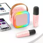 Karaoke Maschine Kinder Mini – Karaoke Set mit 2 Mikrofonen für 3-12 Jahre