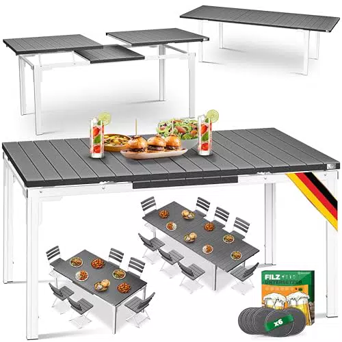 KESSER® Ausziehtisch Gartentisch erweiterbar für Garten und Terrasse, wetterfest