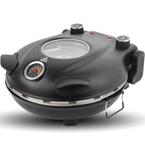 Klaif Pizzaofen elektrisch, 420 °C, 1200 Watt, 5 Temperaturstufen, Steinplatte 31 cm