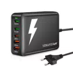LAMJAD 100W USB C Ladegerät, 5 Port Schnellladegerät PD GaN III für iPhone und Galaxy
