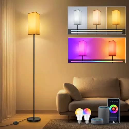 LED Stehlampe - Dimmbar, WiFi, App-Steuerung, kompatibel mit Alexa und Google Assistant