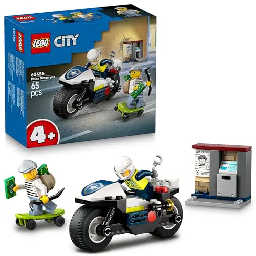 LEGO City Polizeimotorrad Verfolgungsjagd – Spielset für Kinder ab 4 Jahren