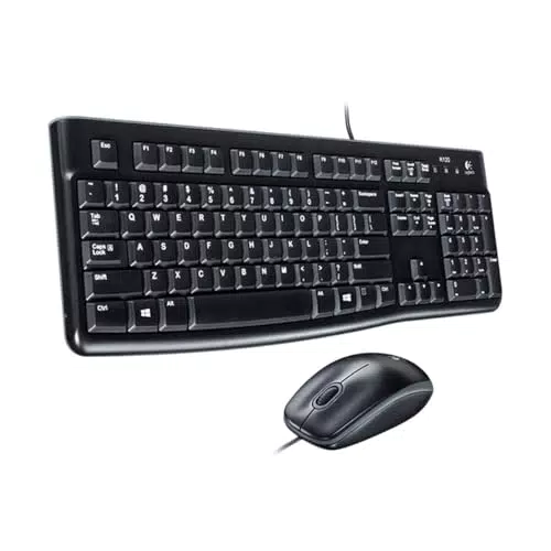 Logitech MK120 Kabelgebundenes Tastatur- und Maus-Set für Windows QWERTY