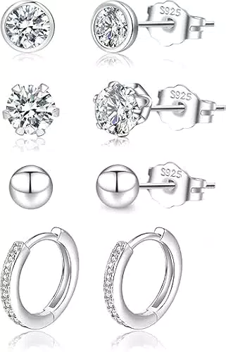 LOUMILEO Ohrstecker Silber 925 Damen Hypoallergen mit Cubic Zirkonia