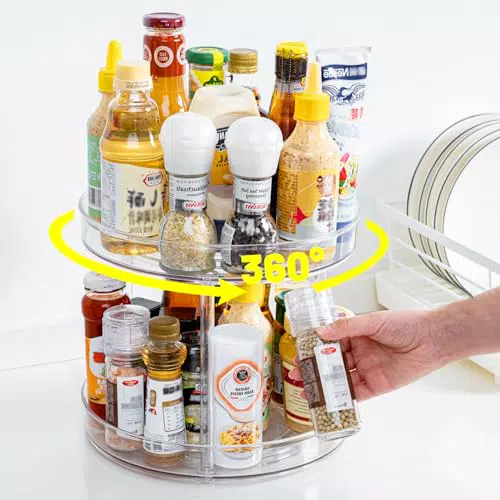 LUZOON Drehteller Organizer 2 Etagen - Küchen Organizer für Gewürze und Kosmetik