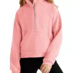 Mädchen Pullover mit Halbreißverschluss und Kragen – Langärmelig Fleecejacke