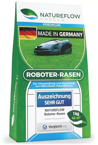 Natureflow Mähroboter Rasensamen - Schnellkeimend für pflegeleichte Gärten