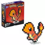 Pokémon Glumanda - Retro Figur im Pixel Art Design mit Wandmontage-Basis