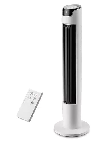 Midea Turmventilator mit Fernbedienung - Leise und mobil - Timer und 3 Geschwindigkeiten - Schwarz