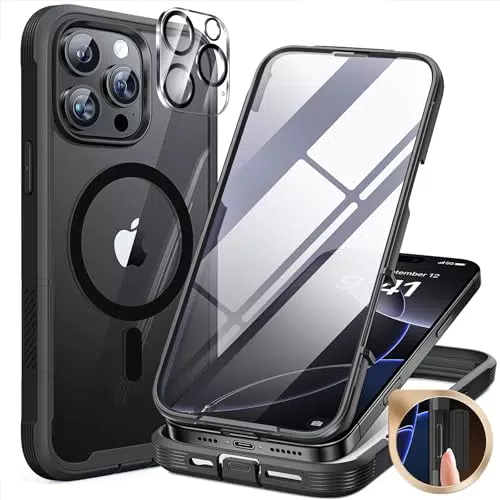 Miracase 360 Grad für iPhone 15 Pro Max Hülle mit Eingebaut Glas Schutzfolie