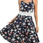 Missufe Damen Sommer Freizeitkleid V-Ausschnitt Ärmellos Knielang Swing Kleid