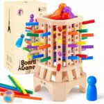 Montessori Eiffelturm Brettspiel aus Holz - Familienspiel für Kinder ab 3 Jahren