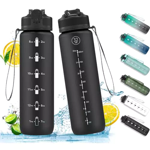 NAVTUE Sport-Wasserflasche mit Strohhalm, auslaufsicher, BPA-frei, Tritan