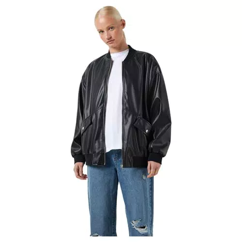 NOISY MAY NMRONJA Oversize PU Bomberjacke für Damen